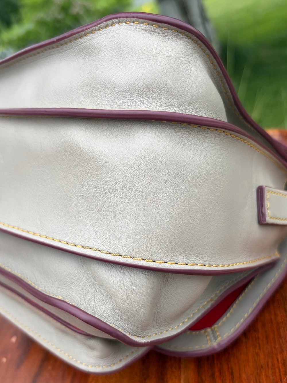 Dooney & Bourke Binocular Florentine Leather Bone Off-White Crossbody - Picture 12 of 17